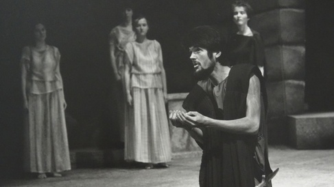 Old man begging in Electra 1980