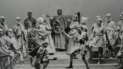 Black and white photo of the Chorus of The Frogs 1936