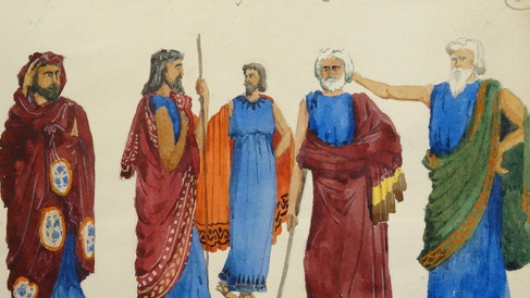 Watercolour costume designs from Oedipus Tyrannus 1912