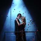 Aegisthus and Clytemnestra under falling confetti